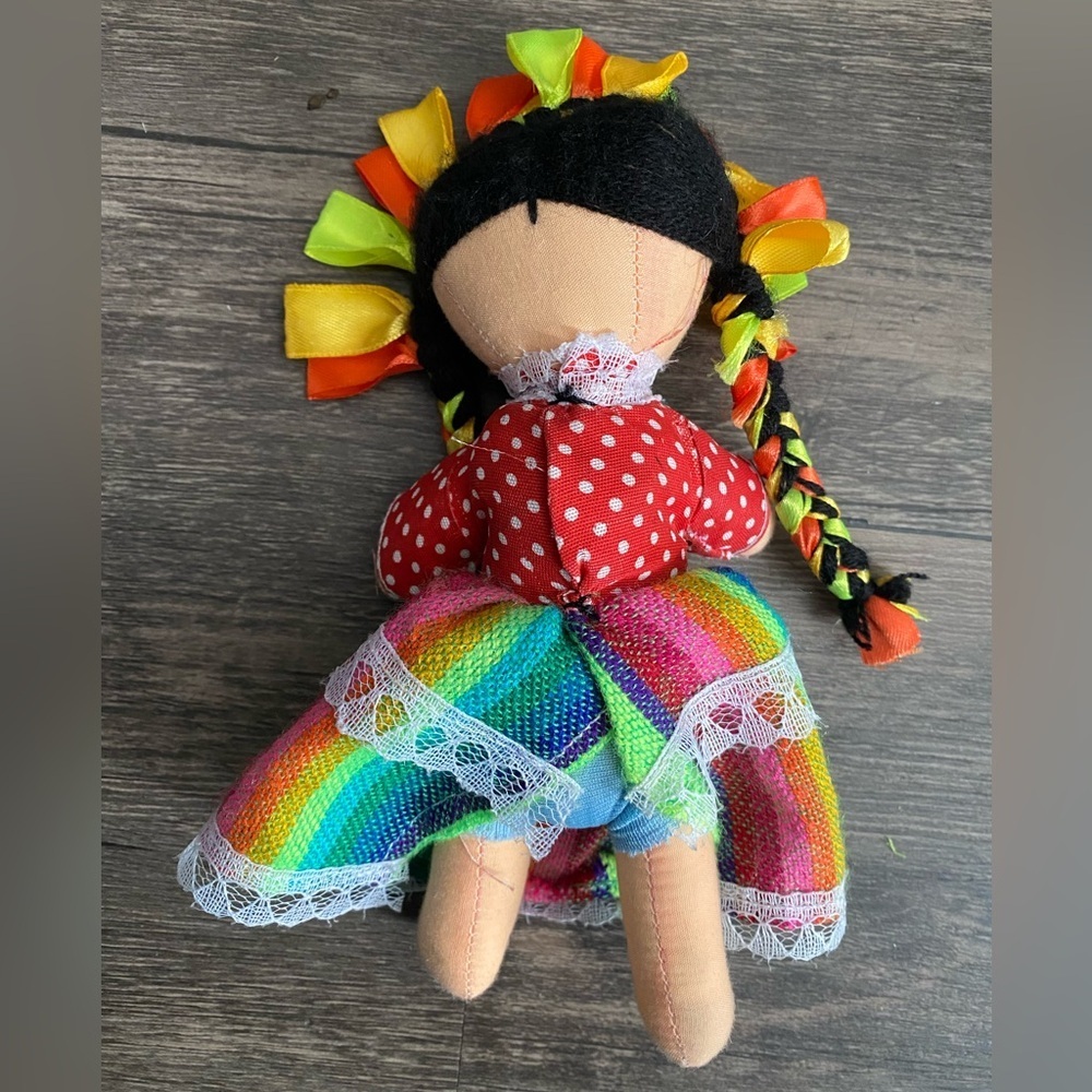 Handmade Multicolor Mexican Doll - Picture 5 of 6